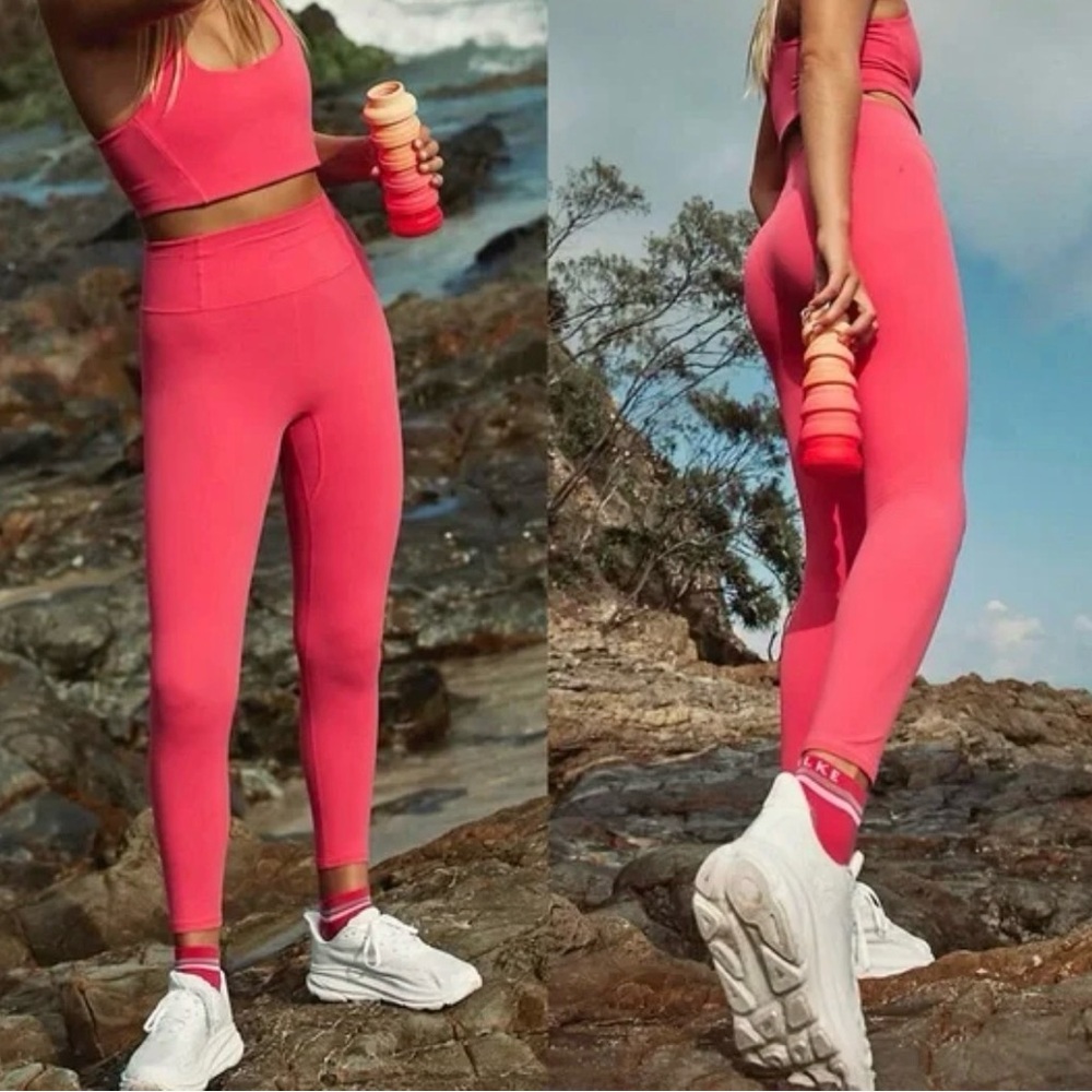 Free People FP Movement Never Better 7/8 Length Pink Leggings High Rise New Sz S